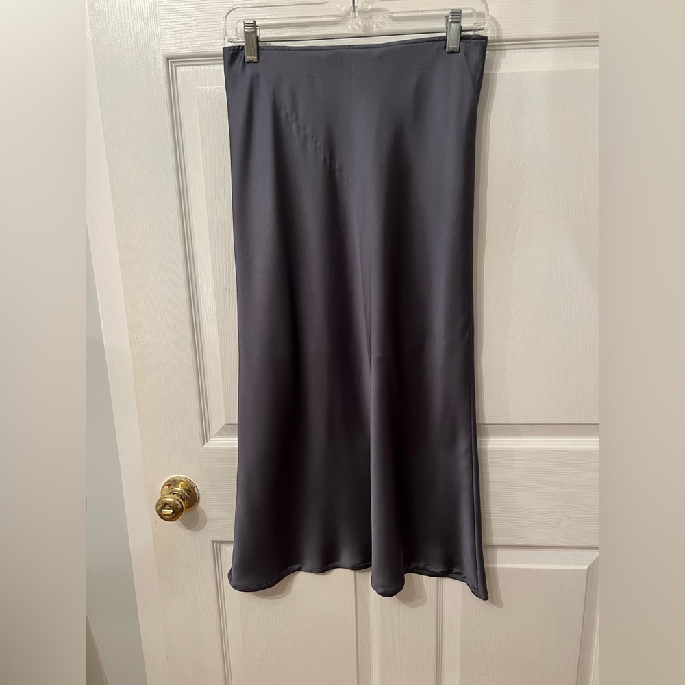 Navy Abercrombie midi silk skirt